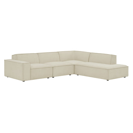 Restore 4-Piece Performance Fabric Upholstered Modular L-Shaped Sofa in Ecru
