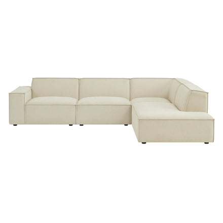 Restore 4-Piece Performance Fabric Upholstered Modular L-Shaped Sofa in Ecru