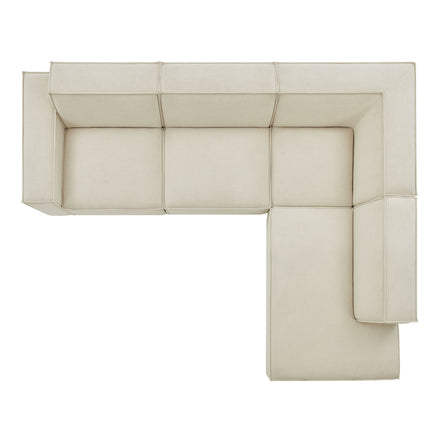 Restore 4-Piece Performance Fabric Upholstered Modular L-Shaped Sofa in Ecru