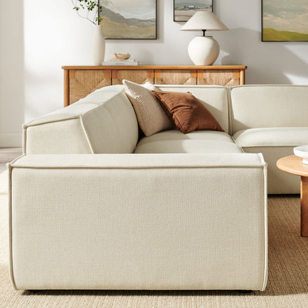 Restore 4-Piece Performance Fabric Upholstered Modular L-Shaped Sofa in Ecru