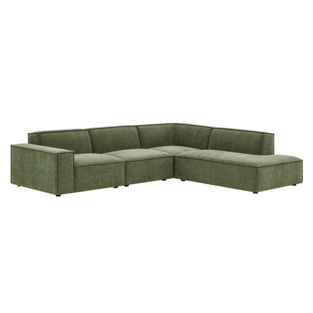 Restore 4-Piece Performance Fabric Upholstered Modular L-Shaped Sofa in Foliage