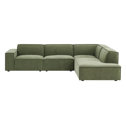 Restore 4-Piece Performance Fabric Upholstered Modular L-Shaped Sofa in Foliage