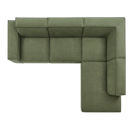 Restore 4-Piece Performance Fabric Upholstered Modular L-Shaped Sofa in Foliage