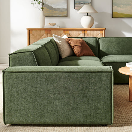 Restore 4-Piece Performance Fabric Upholstered Modular L-Shaped Sofa in Foliage