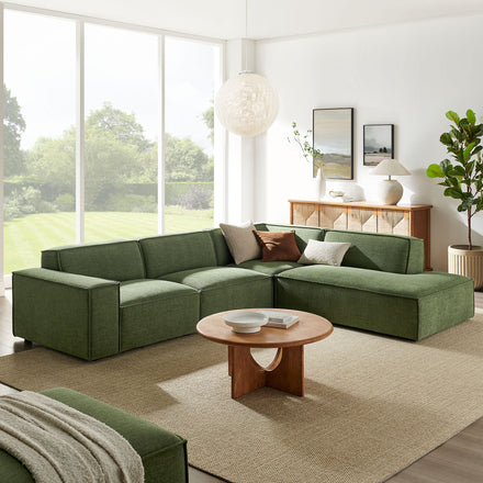 Restore 4-Piece Performance Fabric Upholstered Modular L-Shaped Sofa in Foliage