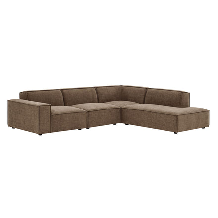 Restore 4-Piece Performance Fabric Upholstered Modular L-Shaped Sofa in Mocha