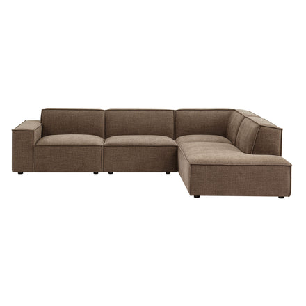Restore 4-Piece Performance Fabric Upholstered Modular L-Shaped Sofa in Mocha