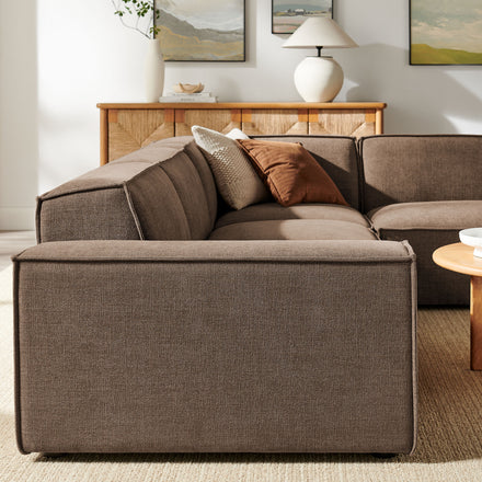 Restore 4-Piece Performance Fabric Upholstered Modular L-Shaped Sofa in Mocha