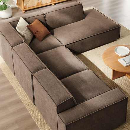 Restore 4-Piece Performance Fabric Upholstered Modular L-Shaped Sofa in Mocha