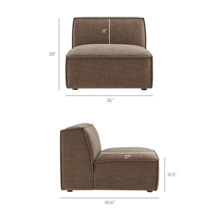 Restore 4-Piece Performance Fabric Upholstered Modular L-Shaped Sofa in Mocha