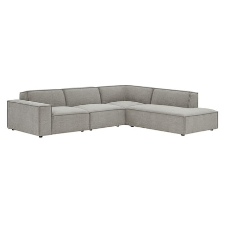 Restore 4-Piece Performance Fabric Upholstered Modular L-Shaped Sofa in Pewter