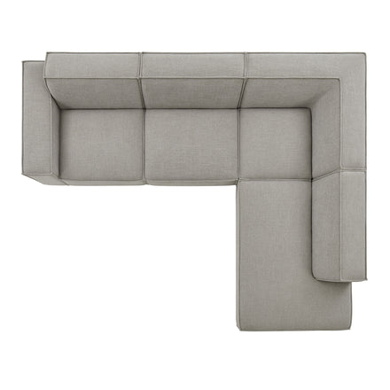 Restore 4-Piece Performance Fabric Upholstered Modular L-Shaped Sofa in Pewter