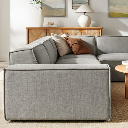 Restore 4-Piece Performance Fabric Upholstered Modular L-Shaped Sofa in Pewter