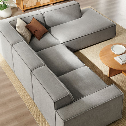 Restore 4-Piece Performance Fabric Upholstered Modular L-Shaped Sofa in Pewter