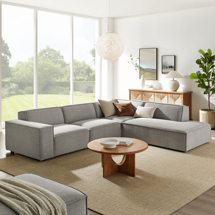 Restore 4-Piece Performance Fabric Upholstered Modular L-Shaped Sofa in Pewter
