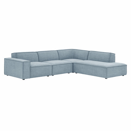 Restore 4-Piece Performance Fabric Upholstered Modular L-Shaped Sofa in Sky