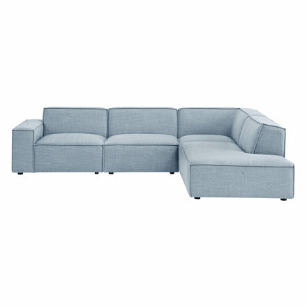 Restore 4-Piece Performance Fabric Upholstered Modular L-Shaped Sofa in Sky