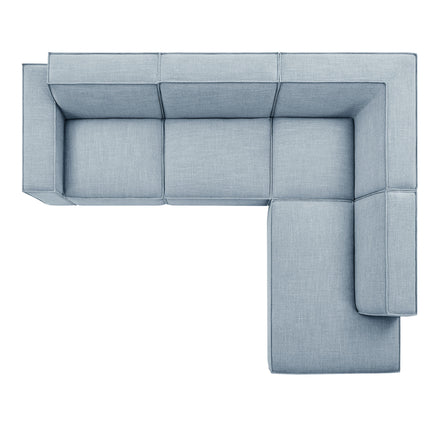Restore 4-Piece Performance Fabric Upholstered Modular L-Shaped Sofa in Sky