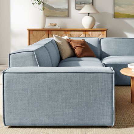 Restore 4-Piece Performance Fabric Upholstered Modular L-Shaped Sofa in Sky