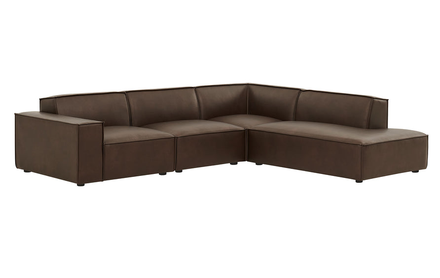 Atlas 4-Piece Vegan Leather Modular L-Shaped Sofa in Espresso