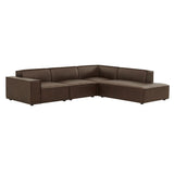 Atlas 4-Piece Vegan Leather Modular L-Shaped Sofa in Espresso