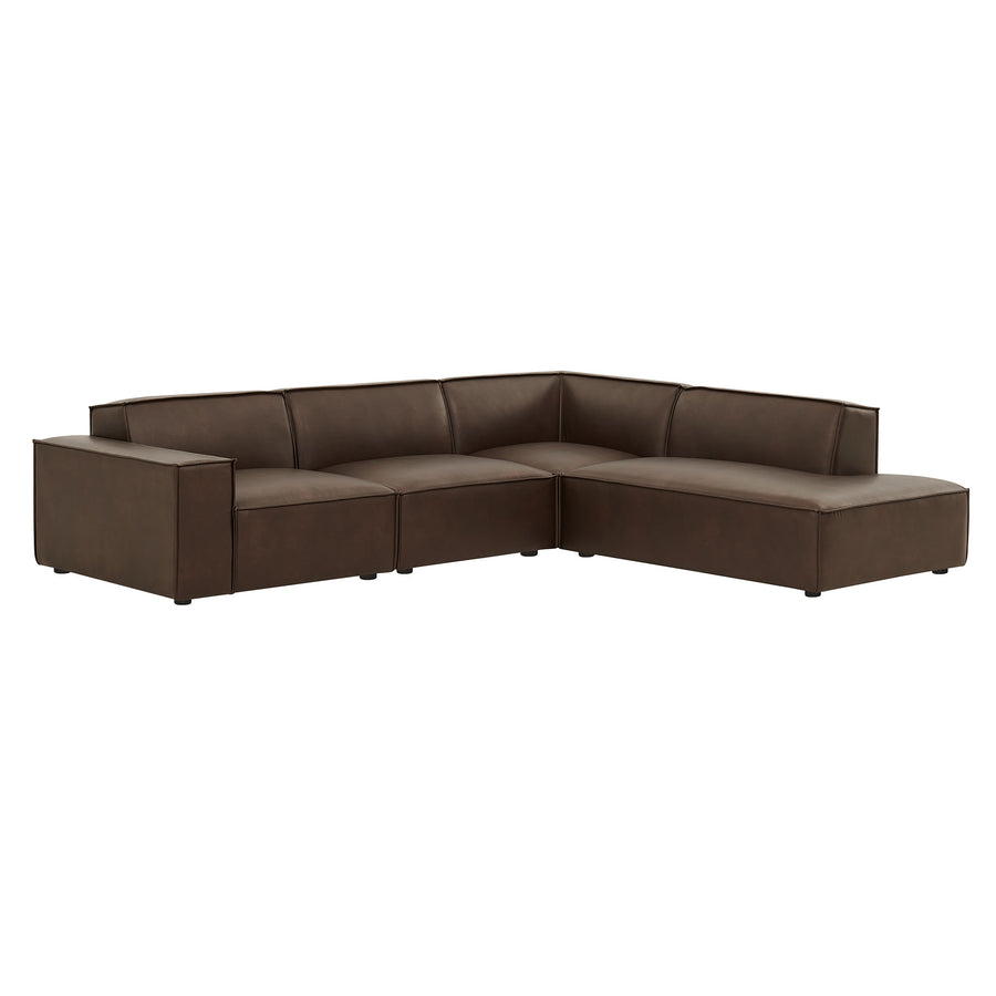 Atlas 4-Piece Vegan Leather Modular L-Shaped Sofa in Espresso