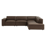 Atlas 4-Piece Vegan Leather Modular L-Shaped Sofa in Espresso