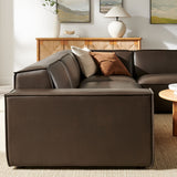 Atlas 4-Piece Vegan Leather Modular L-Shaped Sofa in Espresso