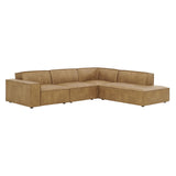 Atlas 4-Piece Vegan Leather Modular L-Shaped Sofa in Toast