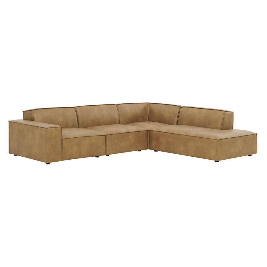 Atlas 4-Piece Vegan Leather Modular L-Shaped Sofa in Toast
