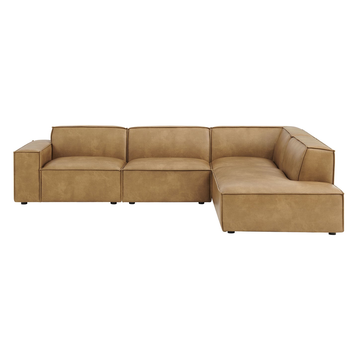 Atlas 4-Piece Vegan Leather Modular L-Shaped Sofa in Toast