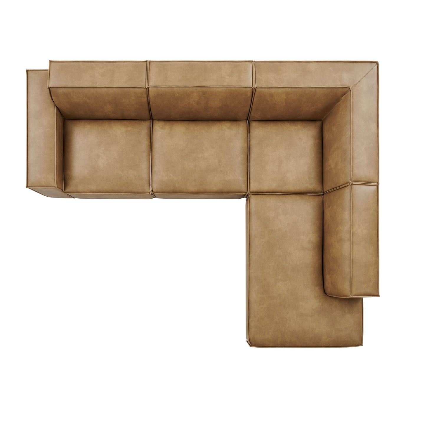 Atlas 4-Piece Vegan Leather Modular L-Shaped Sofa in Toast