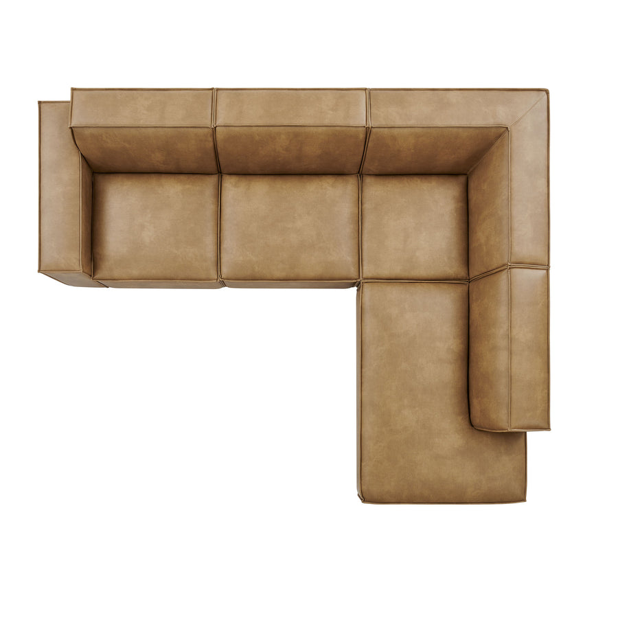 Atlas 4-Piece Vegan Leather Modular L-Shaped Sofa in Toast