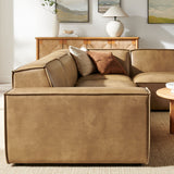 Atlas 4-Piece Vegan Leather Modular L-Shaped Sofa in Toast