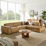 Atlas 4-Piece Vegan Leather Modular L-Shaped Sofa in Toast