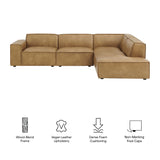 Atlas 4-Piece Vegan Leather Modular L-Shaped Sofa in Toast
