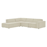 Atlas 4-Piece Performance Fabric Upholstered Modular L-Shaped Sofa in Ecru
