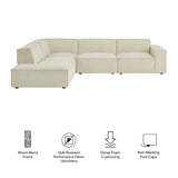 Atlas 4-Piece Performance Fabric Upholstered Modular L-Shaped Sofa in Ecru