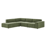Atlas 4-Piece Performance Fabric Upholstered Modular L-Shaped Sofa in Foliage