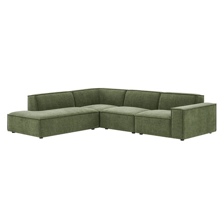 Restore 4-Piece Performance Fabric Upholstered Modular L-Shaped Sofa in Foliage