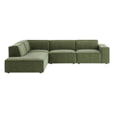 Atlas 4-Piece Performance Fabric Upholstered Modular L-Shaped Sofa in Foliage