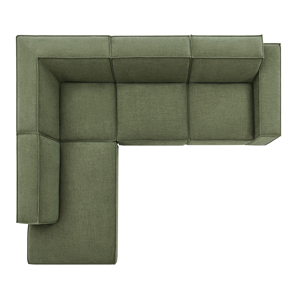 Atlas 4-Piece Performance Fabric Upholstered Modular L-Shaped Sofa in Foliage
