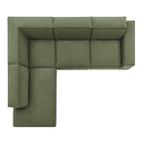 Atlas 4-Piece Performance Fabric Upholstered Modular L-Shaped Sofa in Foliage