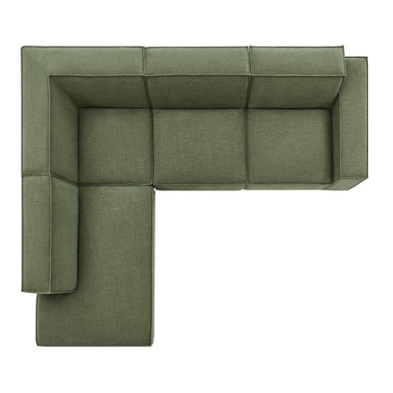 Restore 4-Piece Performance Fabric Upholstered Modular L-Shaped Sofa in Foliage