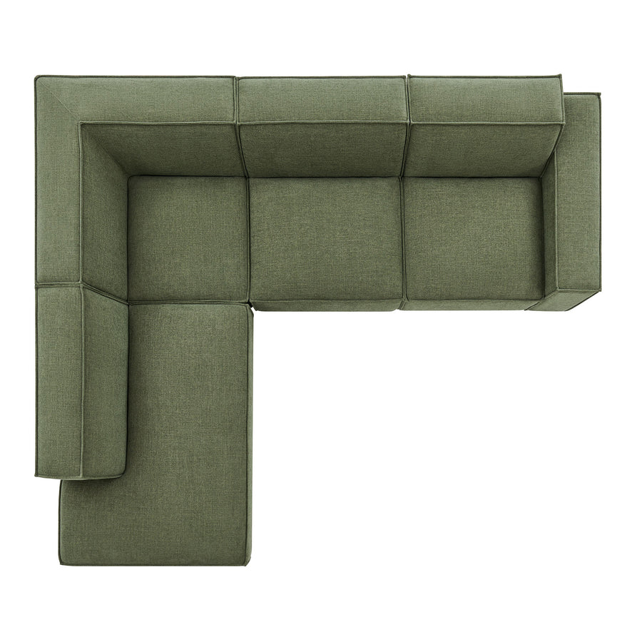 Atlas 4-Piece Performance Fabric Upholstered Modular L-Shaped Sofa in Foliage
