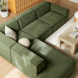 Atlas 4-Piece Performance Fabric Upholstered Modular L-Shaped Sofa in Foliage