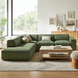 Atlas 4-Piece Performance Fabric Upholstered Modular L-Shaped Sofa in Foliage
