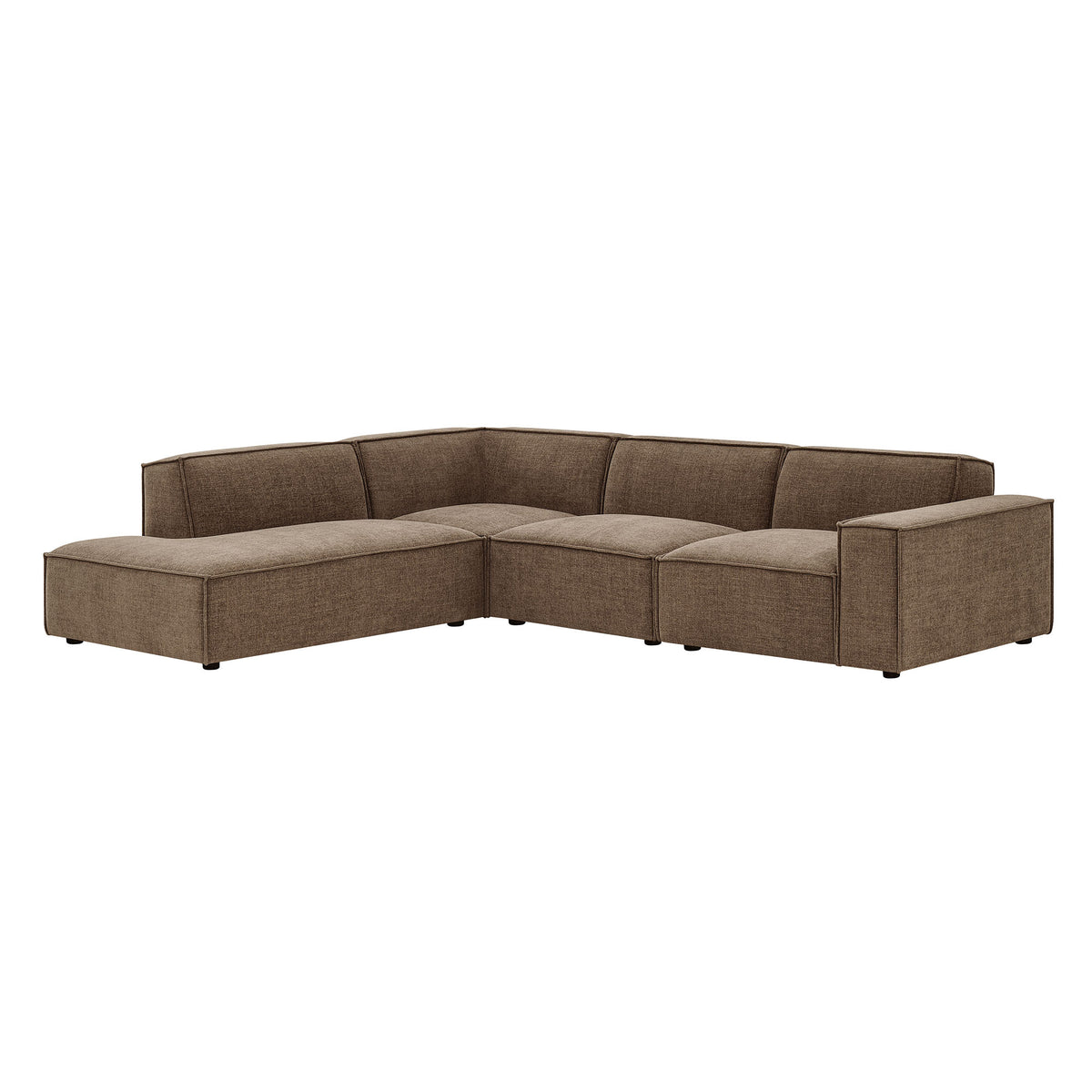 Atlas 4-Piece Performance Fabric Upholstered Modular L-Shaped Sofa in Mocha