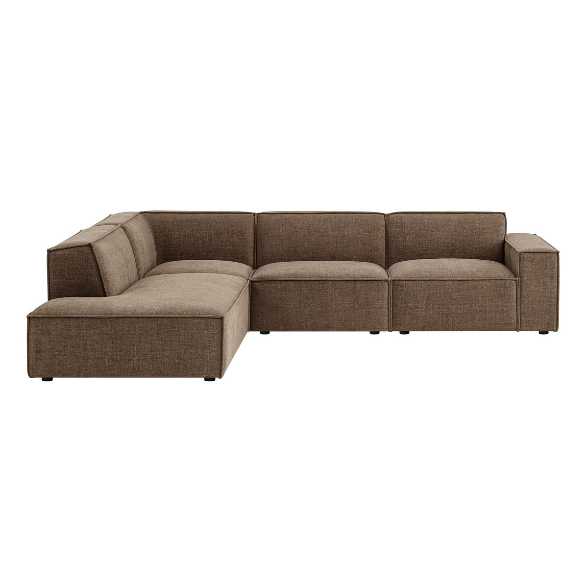 Atlas 4-Piece Performance Fabric Upholstered Modular L-Shaped Sofa in Mocha