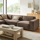 Atlas 4-Piece Performance Fabric Upholstered Modular L-Shaped Sofa in Mocha